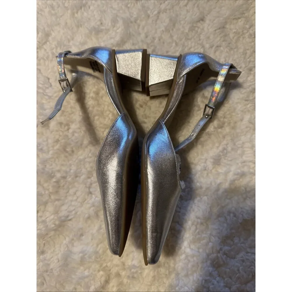 Paul Green Nicki Mary Jane  Heels Shoes Womens Size 6 US 4 UK Silver Leather